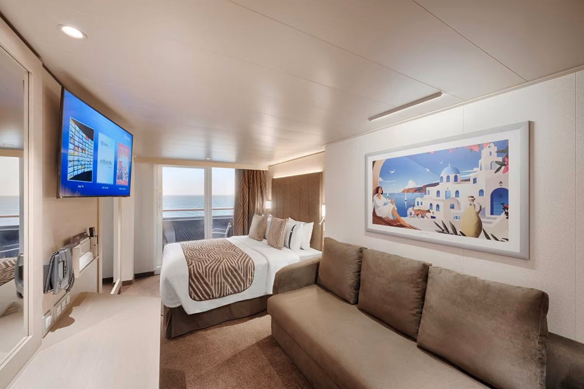 Repräsentative Balkonkabine der MSC World Asia