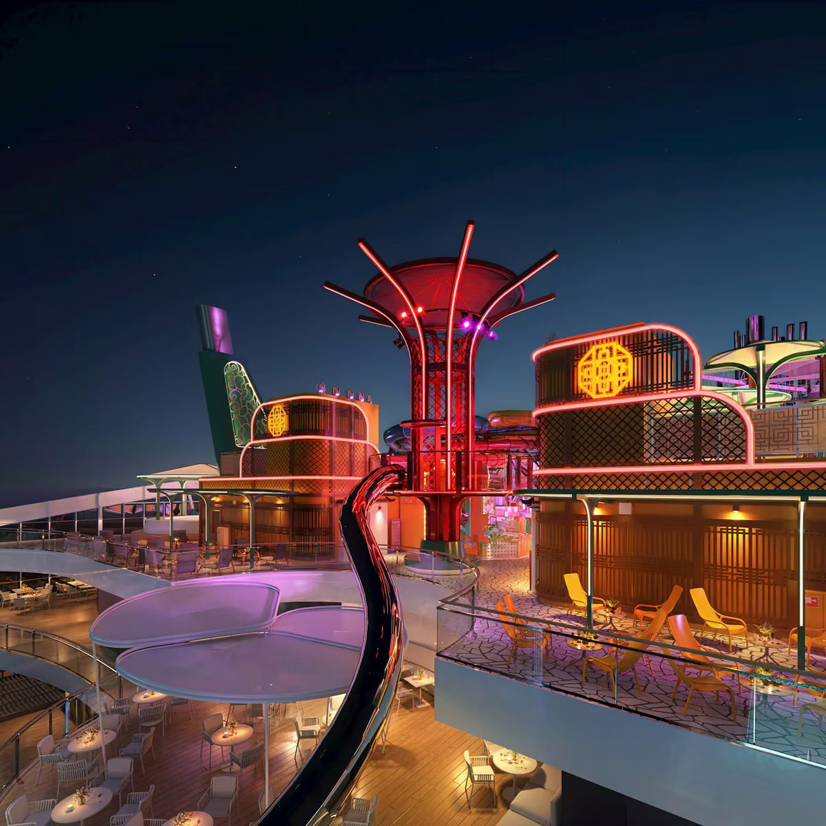 Visualisierung der Rutsche Tree of Life auf der MSC World Asia