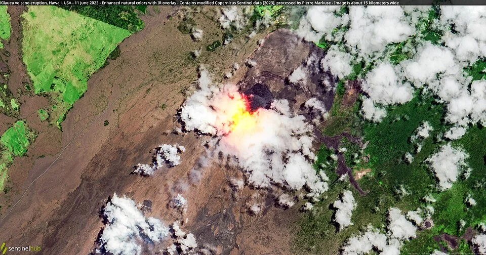 Der aktive Kīlauea auf Hawaiʻi aus der Luft